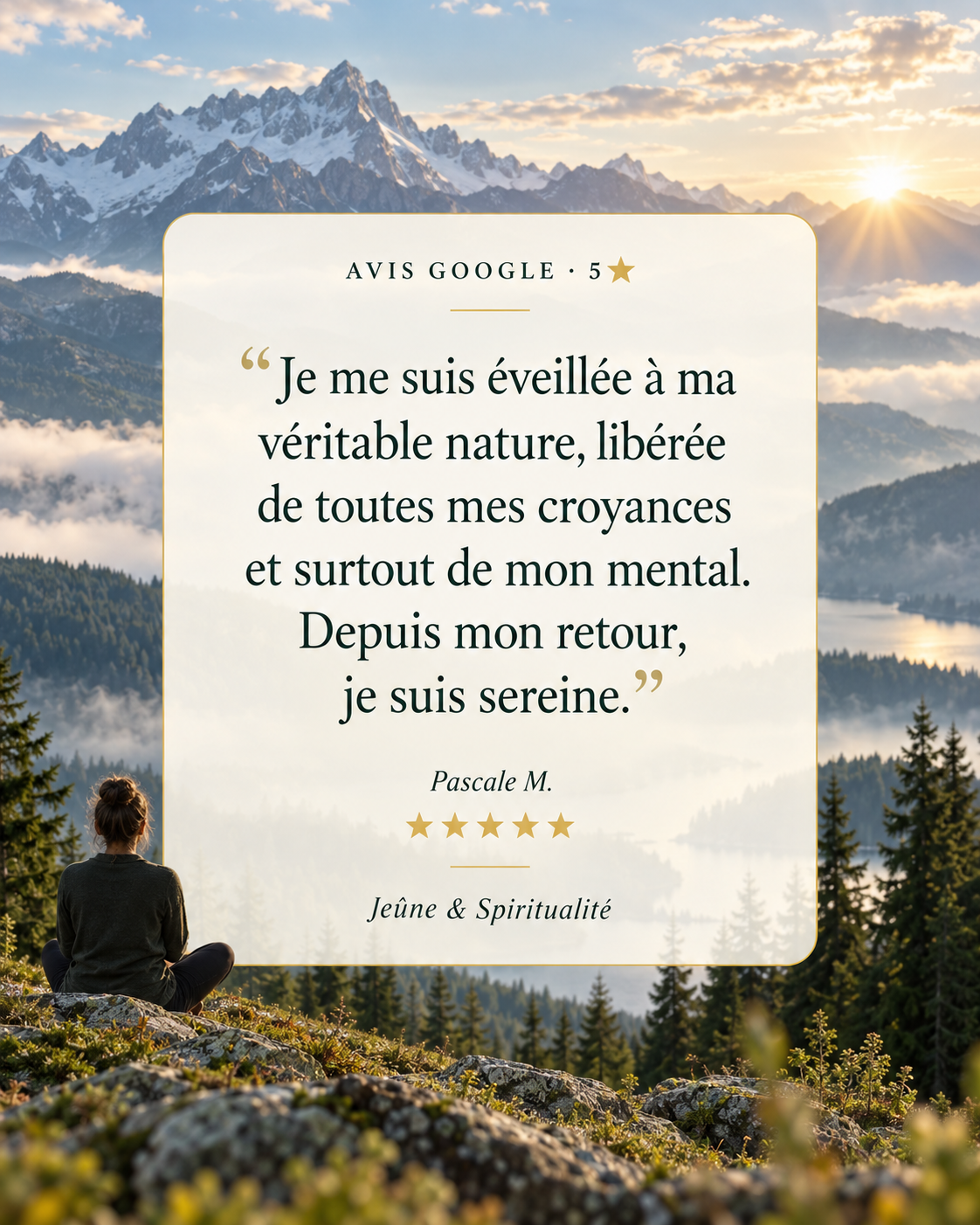 Avis Google de Pascale M. après un séjour Jeûne et Spiritualité en Valais